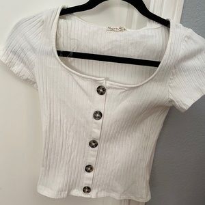 Cute white button up shirt!